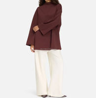 T-shirt Willson Essential élégant à col rond, grande taille, 100 % coton, coupe décontractée, style modeste pour les filles portant le hijab, printemps-été, maxi
