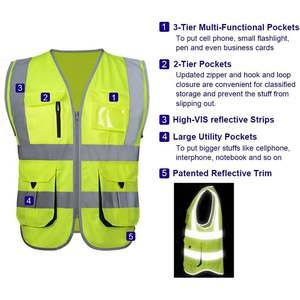 2025 Gilet de sécurité orange haute visibilité personnalisable à 10 poches avec garniture réfléchissante respirante pour ajouter votre logo - Product Image 6