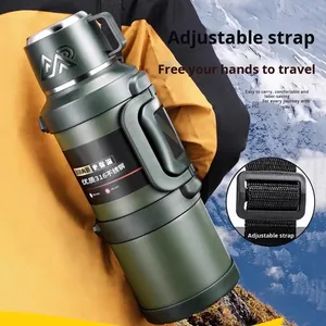 <strong>Extra</strong> <strong>Large</strong> Capacity Insulated Stainless Steel Tumbler Portable Home Outdoor Travel Cup Carrying Handle Handheld <strong>Water</strong> <strong>Bottle</strong> - Product Image 1