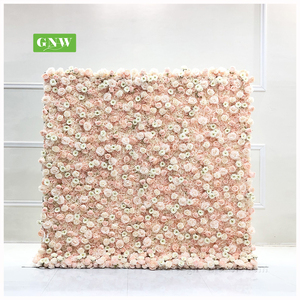 Flower Wall Flowers Artificial Wall Decoration GNW Luxury Artificial 3D Rolled Up Hotel Home Decoration Or Wedding Party Ceiling Decorative Blush Pink Flower Wall