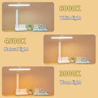 Lampe de bureau LED pliable rechargeable par USB Lampe de table de lecture à luminosité réglable à 3 températures de couleur pour bureau d'étude