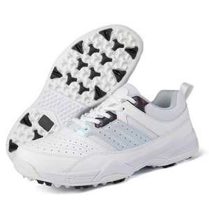 Nuevo hyperflex al por mayor de alta calidad <span class=keywords><strong>zapatos</strong></span> de cricket deportes hombres entrenador <span class=keywords><strong>zapatos</strong></span> de <span class=keywords><strong>golf</strong></span> Spike menos cuero blanco precios bajos 47 - Product Image 2