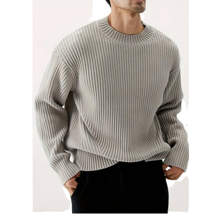 <span class=keywords><strong>Pull</strong></span> en tricot surdimensionné pour homme, coupe ample, en coton 7GG, automne-hiver, OEM, streetwear, 240GSM, avec LOGO - Product Image 1