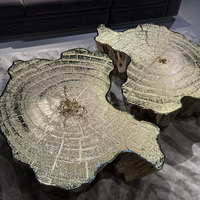 Meubles sur mesure haut de gamme, table basse artistique sculpturale de luxe Eden, table centrale moderne dorée pour salon