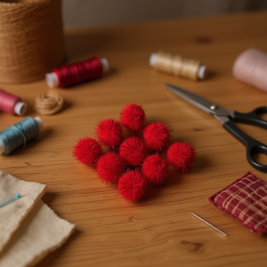 Ilan Bolita Pompon 1,5 cm Rouge Décoration Artisanale Fournitures de Couture - Product Image 2