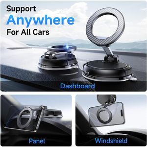 Support magnétique pour téléphone Andery en fibre de carbone, réglable à 360 degrés, support de tableau de bord pour smartphones, support de voiture pliable à ventouse - Product Image 2