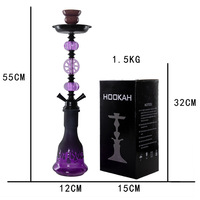 Chicha de luxe en verre dépoli arabe, double tuyau, effet miroir, écologique, violette, grande taille, pour bars et usage domestique, produit transfrontalier très demandé