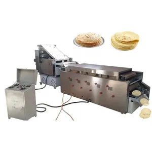 Lini Produksi Roti Otomatis Penuh Kecil untuk Roti Lavash Armenia Skotlandia Roti Arab Crepe Lini Produksi Roti Datar Oven Konveyor