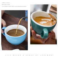 Tasse à café en céramique personnalisée, finition brillante ou mate, style européen, 300 ml, pour latte art, rouge, jaune, bleu, noir, blanc, marron, œuf, cappuccino