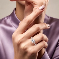 Bague de fiançailles et de mariage minimaliste en argent sterling 925 de 6,5 mm, certifiée GRA, couleur D, moissanite ronde à 4 griffes, passe le testeur de diamant