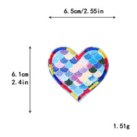 Patchs brodés Cœur Pailleté, Cœur Écaille de Diamant Arc-en-ciel, à thermocoller DIY pour Vêtements et Sacs