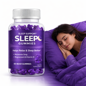 Suplemento Natural para Dormir, Marca Privada OEM, 5mg de Melatonina, Magnesio, <span class=keywords><strong>Vitamina</strong></span> <span class=keywords><strong>D</strong></span>, Gomitas Veganas - Product Image 1