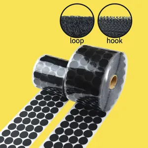 Transparent Round Squares Adjustable Printed Heavy Duty Nylon Self Adhesive Back Dots Circle Tape Logo Rolls Hook And Loop Dot