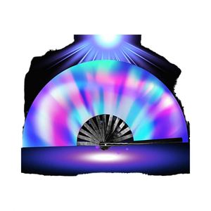UV Glow <b>Bamboo</b> Fan for Women/Men Business Gift Painted Folk Art Design Large Rave Dance Festival Party Handheld EDC - Product Image 3