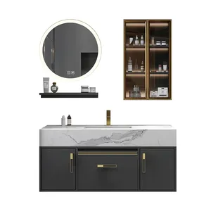 Vanity ahşap panel banyo aynalı dolap