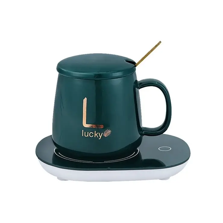 Doyoung 제조 공급 컵 난방 패드 휴대용 스마트 USB 커피 머그컵 따뜻한 히터 컵 뚜껑과 스푼 선물