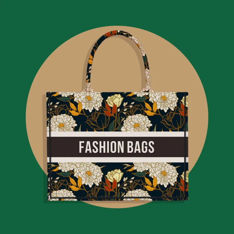 OEM ODM New Hot Sale Famous Brand Bags Lady Retro Vintage Flower Handbag Custom Logo Tote Bag Canvas
