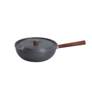 Outdoor Aluminum Alloy Wok With Wooden Handle Lightweight Portable Camping Cookware For Home Use - Product Image 1