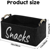 Boîte à collation en feutre épaissi Conteneurs Snack Organisateur Boîte Panier de rangement avec poignées en bois pour stocker les frites Cookies Popcorn