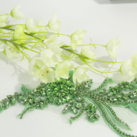 Appliques Écologiques Fait Main de Haute Qualité, Motif Vert Strass à Coudre pour Corsage, Patches Marque YUGU, 16 Facettes pour Vêtement et Nail Art