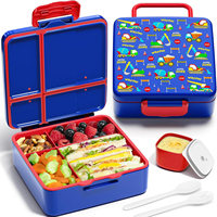 Boîte à lunch bento carrée portable de style moderne à 4 compartiments hermétiques en plastique, contenants de stockage alimentaire pour micro-ondes pour pique-nique