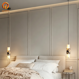 Lustre moderne en marbre, suspension LED de luxe à intensité variable, lampe suspendue cylindrique <span class=keywords><strong>pour</strong></span> salon, salle à manger, hall d'entrée, hôtel - Product Image 5