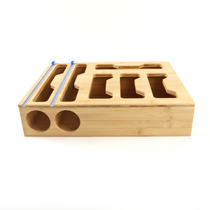 Bamboo plastic wrap cutter drawer food storage bag with cutter storage box wall-mounted aluminum <b>foil</b> cutter storage box - Product Image 4