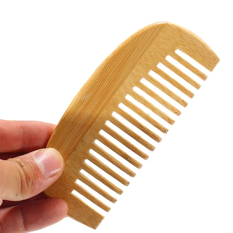 Pettine a denti larghi in bambù con pettine in legno naturale biodegradabile ECO all'ingrosso personalizzato