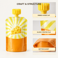 Pochette à bec verseur personnalisée et durable pour yaourt, fromage, boisson, avec bouchon à vis, pour emballage de jus de mangue, de citron vert, de produits laitiers et d'aliments pour animaux de compagnie