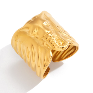 J&amp;D Minimalist 18K Gold Plated Stainless Steel Trendy Texture Elephant-shaped Animal <strong>Split</strong> <strong>Ring</strong> for Gift - Product Image 6
