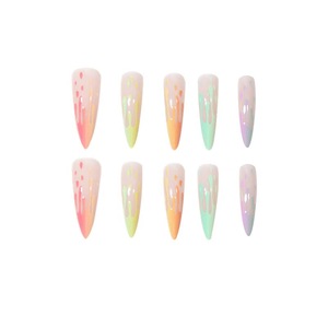 Faux ongles élégants de style INS, faits à la main, motif amande, largeur moyenne, en acrylique, réutilisables, couvrants, à presser pour salon de manucure - Product Image 5