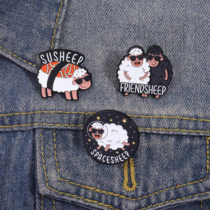 Badge en alliage humoristique avec un <span class=keywords><strong>mot</strong></span> amusant sur les moutons, cadeau <span class=keywords><strong>de</strong></span> fête, épingle en émail - Product Image 3