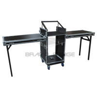 Flight case de transport 10U pour 10 amplificateurs, avec dessus incliné, pour table de mixage DJ, avec roues