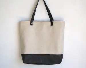 Bolso de hombro de cuero de lona Vintage ecológico, personalizado, de mano, ecológico, de algodón