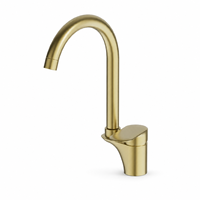 Robinet de lavabo de salle de bain à arc haut en laiton doré brossé, mitigeur monocommande pour hôtel moderne, vente en gros, fourniture personnalisée