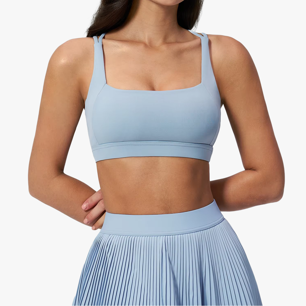 Yunan Women's Padded Shockproof Cross High Support Non-adjusted Straps Solid Spandex/Nylon Yoga Bra for Gym Active Wear Sports
