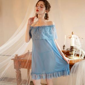 Nouvelle arrivée Sfy9662, robe de nuit à épaules dénudées pour la Saint-Valentin, robe élégante en dentelle contrastée, robe babydoll ample, vêtements de nuit sexy - Product Image 4