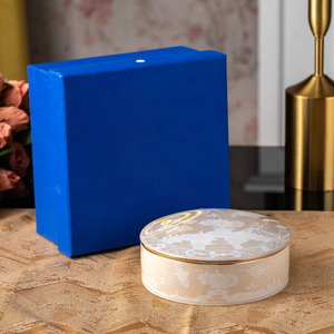 Boîte en céramique ronde de style italien avec couvercle, décoration de table de luxe pour la maison, boîte de rangement pour bijoux en porcelaine, élégante pour le bureau - Product Image 6