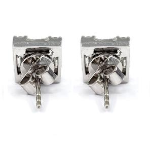 China Extraordinaria Señoras Joyería Fina 18K Oro Blanco Real Baguette Diamante Cuadrado Pendientes Espárragos Semi Montaje Para Mujeres - Product Image 3