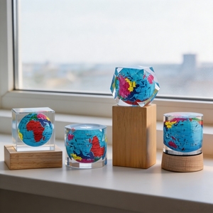 Prensapapeles de Escritorio con Globo Terráqueo de Resina Creativa, Adorno Decorativo Transparente, Recuerdo Personalizado, Regalo Artesanal - Product Image 2
