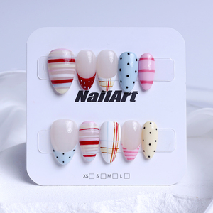 <span class=keywords><strong>Uñas</strong></span> Postizas Artificiales Nuevas al por Mayor, 10 Piezas, <span class=keywords><strong>Uñas</strong></span> Acrílicas Francesas Pintadas a Mano, Cobertura Completa, Diseño Personalizado Hermoso - Product Image 4