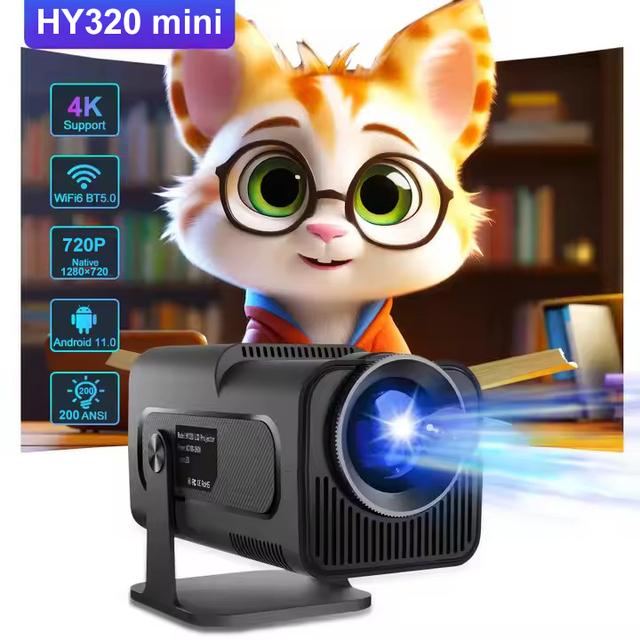 HY320 Mini 720P Portable Cheap Hight Quality 200 Lumens LCD 180 Angel Free Flip Android 11 Manual Focus Portable Projector