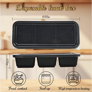 Japanese Rectangular Disposable PP Eco-friendly Recyclable Food Packaging To-go Takeaway Bento <b>Lunch</b> <b>Box</b> 2 3 Portion <b>Compartment</b> - Product Image 2