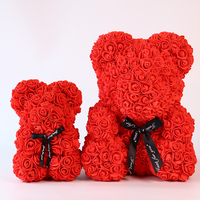 Mawar LED buatan 25/40Cm Pe bunga beruang busa mawar Teddy Bear dengan kotak hadiah untuk Hari Ibu hadiah Hari Valentine 2024 beruang mawar