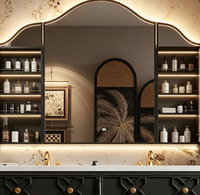 Ensemble de meuble-lavabo mural de luxe pour salle de bain, avec vasque intégrée en dalle de roche, meuble-lavabo en bois avec lavabo, style vintage