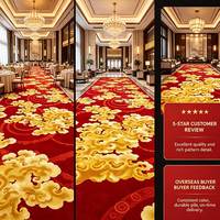 Alfombra de Nylon Roja Dorada con Diseño de Nubes Auspiciosas Chinas, Alfombra Comercial para Salones de Banquetes, Vestíbulos de Hoteles y Proyectos