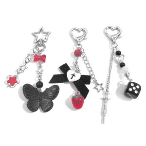Sevimli çanta anahtarlık kolye Y2K anahtarlık aksesuarları kalp kelebek çilek Metal Punk kız Y2K çanta Charms - Product Image 6