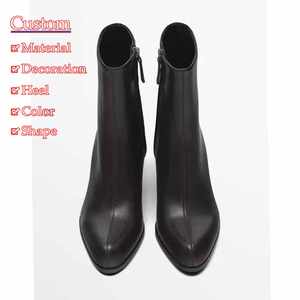 Produttore scarpe da donna personalizzate alla caviglia e stivaletti 2026 inverno nuove scarpe marroni a punta semplici stivali con tacco alto in <span class=keywords><strong>pelle</strong></span> - Product Image 2