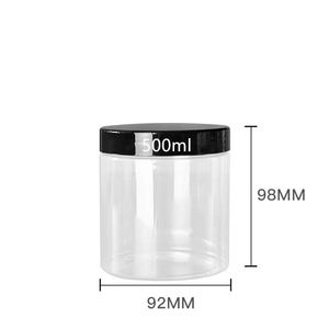 Vente en gros de pots en plastique PET ronds de 80 ml, 100 ml, 150 ml, 250 ml, 500 ml, 8 oz, contenants cosmétiques pour l'emballage de la cire pour les cheveux avec couvercle noir - Product Image 6