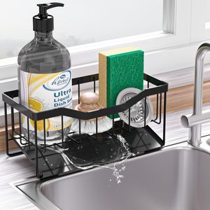 Meilleur <span class=keywords><strong>porte</strong></span>-éponge en acier inoxydable pour évier de cuisine avec plateau de vidange automatique Organisateur de caddie Stockage de savon à vaisselle à vidange automatique pour comptoir - Product Image 2